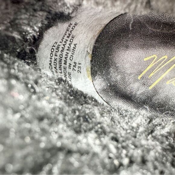 Marc Fisher Black Faux Fur Trimmed Suede Pointed Toe Stiletto Booties Shoeties 7 - Picture 8 of 11